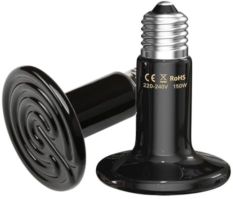 Bocguy 2 Pezzi Lampada Riscaldante in Ceramica,150W Emettitori di calore in ceramica,lampada riscaldante rettili,emettitore di calore in ceramica per rettili,lucertole,serpenti,galline,cani,gatti