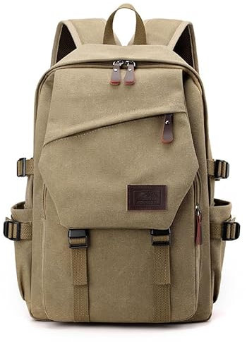 FUNSEED Rucksack Segeltuch Herren, 15,6 Zoll Laptoptasche, Rucksack Wasserdicht, Schulterrucksack, Daypack für Freizeit und Reise