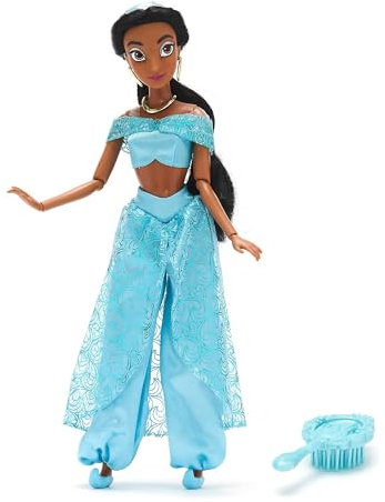 Disney Store Official - Aladdin - Jasmin - Klassische Puppe - 29 cm/11 - Voll bewegliche Disney Prinzessinnen Puppe im königlichen Outfit - Mit Spielzeughaarbürste - Ab 3 Jahren geeignet