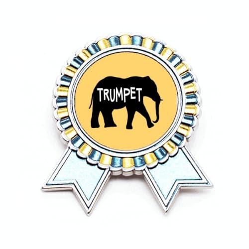 Brosche mit Elefanten-Motiv, Trompeten-Anstecknadel, Gewinner-Auszeichnung, Medaille, M, Metall