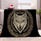 Kuscheldecke 180x220 cm Schwarzes Wolfskopf-Wikinger-Totem Flauschig Decke Fleecedecke, Sofa Überwurfdecke, Wohndecke Warm Weich Sherpa Wolldecke, Gemütlicher Überwurf Für Bett und Couch