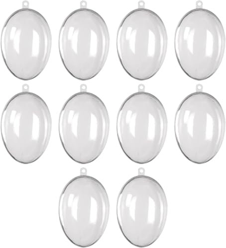 Osterdeko Plastikeier zum Bemalen - 10Stücke 63x45MM Transparent Plastik Ostereier zum Befüllen,Ostereier zum Aufhängen Hängen Eier Ostereier zum Bemalen Dekoration für Innen Außen Kunsthandwerk DIY
