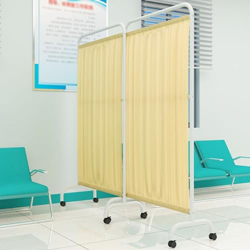 Foldable Medical Privacy Screen, Room Divider With Removable Nylon Silk Fabric For Clinic Ward Examination Hospital Nursing Home, 6 Feet High Temporary Wall Partition(Yellow,4-panel)