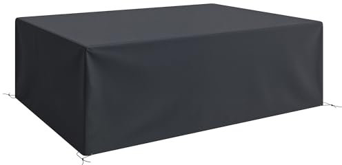 Outsunny 600D Oxford Outdoor Garden Furniture Sofa Set Cover, Waterproof Anti-UV Rattan Sun Lounger Protection Protector Cover, 275L x 205W x 90Hcm, Black