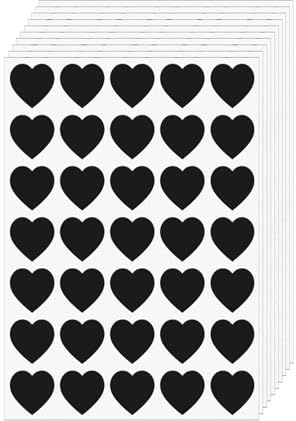 FINDAT Schwarz Aufkleber Herz 25mm Selbstklebende Etiketten 700 Stück | Wasserfest, Hochzeiten, Scrapbooking, Geschenke, Umschläge, Geschenkverpackungen, DIY-Dekoration
