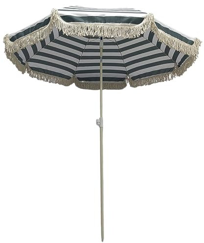 EYTVYUWPT 2M Garden Umbrella Parasol Tilting Premium Cream Pole UPF 50+, Portable Garden Parasols with Tassels for Outdoor Patio Lawn Pool Yard