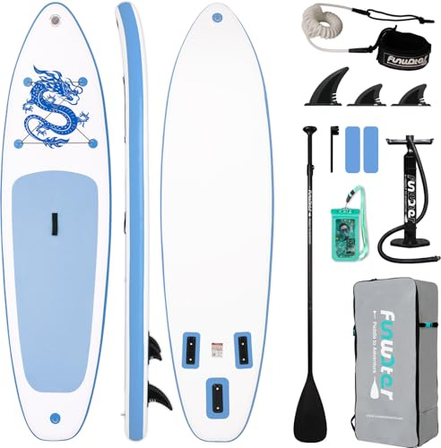 FunWater Aufblasbares Stand Up Paddle Board 10'–11'SUP Set mit Paddel & Pumpe, rutschfestes Eva-Deck,2 Person/Familie langlebig & stabil, ideal für Erwachsene & Einsteiger