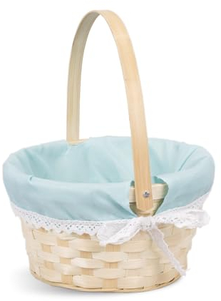 2 Pcs Easter Egg Hunt Gift Basket for Kids, Pink Wicker, Flower Crafts (Blue)