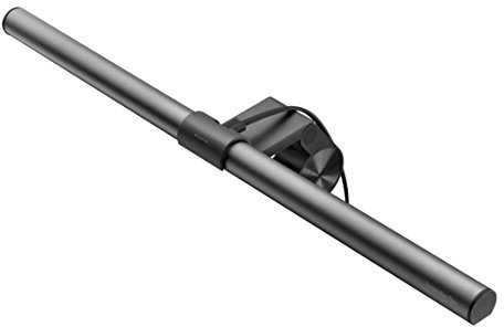 BenQ ScreenBar Plus E-Reading LED-Computer-Monitorleuchte mit Desktop-Zifferblatt, automatische Dimmung und Farbeinstellung, keine Bildschirmblendung, platzsparend, USB-betrieben, mattes Silber