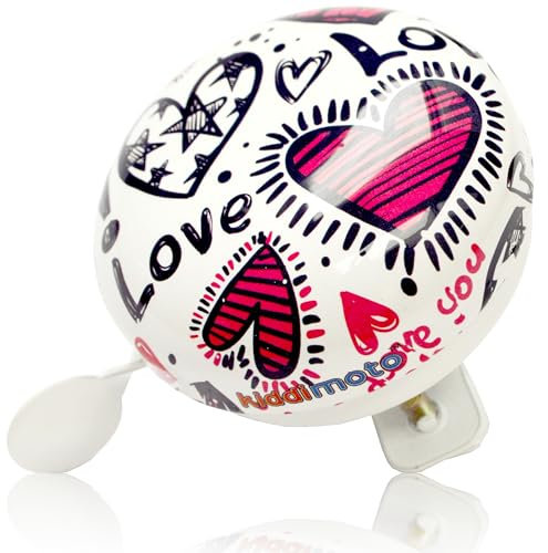 KIDDIMOTO Glocke Design Klingel/Fahrradklingel zubehör für Fahrrad, Roller, Scooter, Kinderroller Kinderfahrrad & Laufrad - Love/Liebe - Klein (58mm)