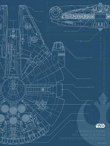 Komar Wandbild | Star Wars Blueprint Falcon | Kinderzimmer, Jugendzimmer, Dekoration, Kunstdruck | ohne Rahmen | WB176-30x40 | Größe: 30 x 40 cm (Breite x Höhe), Bunt