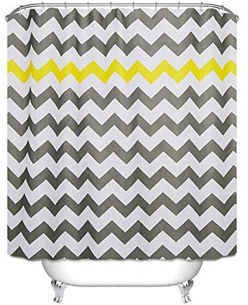 Rideaux de douche à chevrons jaune moutarde