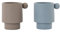 OYOY Mini -2er Set Kinderbecher mit Henkel Silikon Blau Erdfarben - Tiny Inka Cup Blue Clay - 6,5x7,5 cm - Rutschfest Spülmaschinenfest Mikrowellenfest
