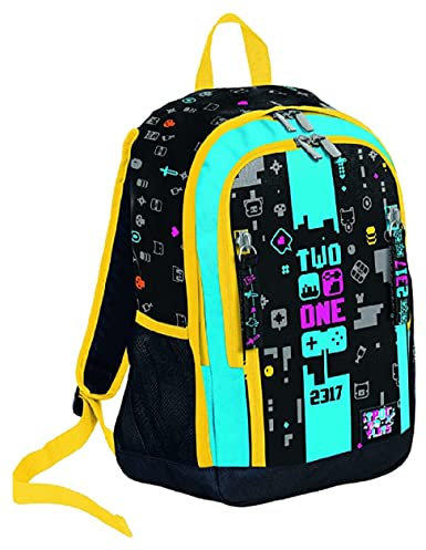 Zaino Scuola Seven Two Players One Console Nero 42x29x14 cm