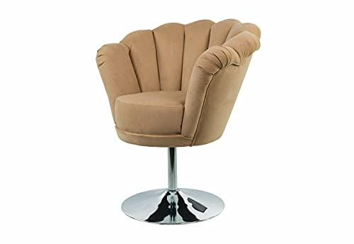 EMRA WOOD M-DEKO LUX-1 Handgemachter Sessel Drehsessel “Lotus” Bezug aus Velours, Drehfuß (Cappuccino Velours Casablanca2304)