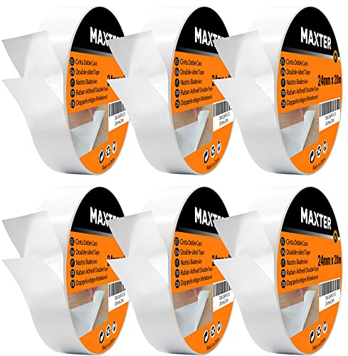 Doppelseitiges Klebeband Extra Stark - Transparentes Doppelseitiges Klebeband Dünn für Heimwerken, Basteln, Scrapbooking und mehr - Double Sided Tape 24 mm x 20 m (6 Rollen = 120 m)