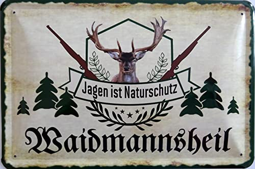 vielesguenstig by Robby Wanka Blechschild Schild 20x30cm - Waidmannsheil jagen Jagd Forst Jäger Wild Wald Hobby