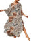 Bsubseach Long Half Sleeve Kaftan for Women Plus Size V Neck Swimsuit Coverups Summer Beach Dress Zebra Leopard