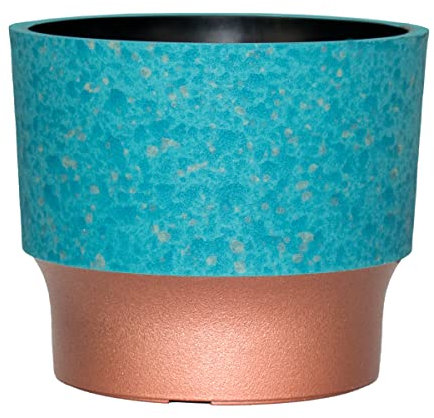 The HC Companies Sprite runder Übertopf – Kleiner Kunststoff-Pflanztopf mit Drainage für Innen- und Außenbereich, Türkis, 17,8 cm