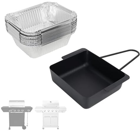 SafBbcue Grill Drip Pan for Nexgrill 720-0830H 720-0830D 720-0888S 720-0898 Grease Tray Replacement Parts, Grease Catcher for Home Depot Nexgrill 720-0882A 720-0925P Cuisinart CGG-7400 with Liners