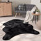 Paco Home Waschbarer Teppich Wohnzimmer Schlafzimmer Kurzflor rutschfest Modern Flauschiger Fellteppich Fell Imitat Kunstfell, Grösse:120x160 cm Fell-Form, Farbe:Schwarz