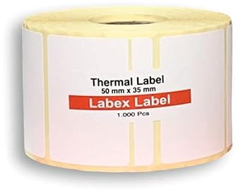 Labex Label 50x35 mm Thermoetiketten auf Rolle – 1 Rolle (1000 Versandetiketten) – Barcodeetiketten, Lageretiketten, Paketaufkleber – Kompatibel mit Zebra, Argox, Sato – Thermodirekt