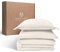 Magano® Premium Bettwäsche 155x220 Beige | Weich & Bügelfrei | Hypoallergen & Atmungsaktiv | Deckenbezug 155x220 cm + Kissenbezug 80x80 cm