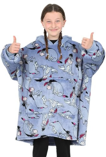 Disney Eeyore Girls Blue Hoodie, Oversized Fleece Blanket Hoody