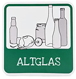 Aufkleber Altglas - Maße (BxH): 10,0 x 10,0 cm - PVC- Folie, selbstklebend - Hinweisschild Mülltrennung - Altglas Sticker - Mülltonnen Kennzeichnung - Abfall Zeichen - Betriebsausstattung24®