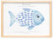 DEL MÀ Unique & Personal Gästebild Taufe Fingerabdruck Gäste Bild Gästebuch personalisiert Mädchen Jungen mit Fisch Taufgeschenk Geschenk (mit und ohne Bilderrahmen) (Blau)