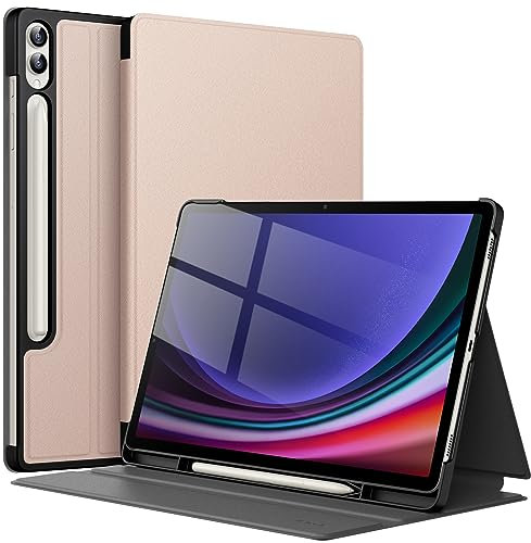 JETech Coque pour Samsung Galaxy Tab S10 Plus/Tab S9 Plus 12,4 Pouces avec S Pen Porte-Stylet, Fine Folio Protecteur Tablette Housse Étui, Multi-Angle Affichage (Or Rose)