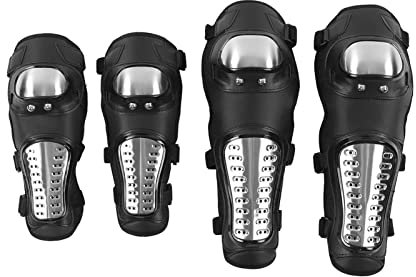 Rodilleras Plateadas y Negras para Motocicleta, Protectores de Codo, Equipo de Protección para Motocross, ATV, Bicicleta de Montaña