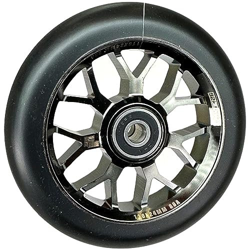 Fantic26 Spy7 Stunt Scooter Rolle I Trick I Tret I Kinder I Roller I Wheel I 110mm I ABEC-11 I Schnell I Leise I Freestyle (Schwarzchrome/Pu Schwarz)