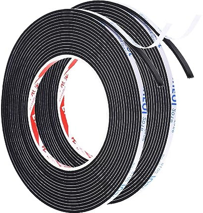PATIKIL 5m/16.4ft Versiegelung Schaumstoff Klebeband 2 Rollen 5mm Breit 2mm Dicke Einseitig Dichtungsstreifen Tür Dichtstreifen für Fenster Tür Isolierung Schwarz