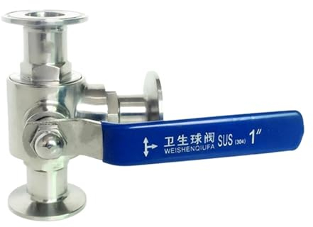 MUHM Passend for 25 mm 1 Rohr-Außendurchmesser x 1,5 Tri-Clamp-T-Port-Kugelhahn aus Edelstahl SUS 304