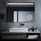 MIQU LED Badspiegel mit Beleuchtung 120x80 cm Badezimmerspiegel, Bad Groß Spiegel mit Steckdose Uhr Touch Dimmbar Warm/Weiß Licht Beschlagfrei Vergrößerung Wandspiegel für Badezimmer, WC, Flur