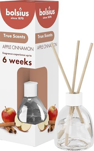 Bolsius True Scents - Duftstäbchen Raumduft Diffuser - Apfel Zimt - 1 Stk. - 60 ml - bis zu 6 Wochen - Haus Parfüm - mit Natürlichen Extrakten