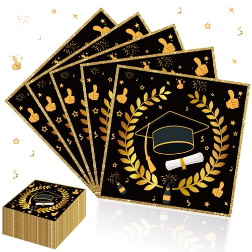 Lets Joy Servietten Abschluss 2025, 100 Stk Servietten Prüfung Bestanden, Abschluss Tischdeko, Glückwunsch Absolventen Servietten, Abschluss Dekoration Partygeschirr Servietten 33 x33cm