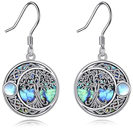 Tree of Life Earrings Sterling Silver Celtic Moon Tree of Life Dangle Drop Earrings Tree of Life Jewellery Gifts for Women