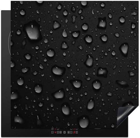 KitchenYeah© Protege Plaque Tapis Pour Induction 78x78 cm Deco Cuisine Protection Vitrocéramique Pour Cuisiniere Gouttes - Noir - Eau