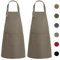 WENYA 2 Pack Kitchen Apron for Women, Unisex Adjustable Cooking Apron with Pockets, Canvas Waterproof Apron for Home Kitchen, Restaurant, Coffee House (Khaki)