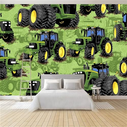 Fototapete Traktor Grün 400 x 280 cm 3D Vliestapete Wandbild, Mustertapete Moderne Wandtapete, Wohnzimmer Schlafzimmer Kinderzimmer Büro Flur Wanddeko