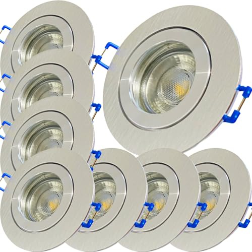 Lichtfaktor24 Neptun LED Bad Einbaustrahler 230 Volt 8 x 5W Aluminium IP44 Einbauleuchte Rund Neutralweiss Feuchtraum Dusche Innen oder Aussen Geeignet Rostfrei