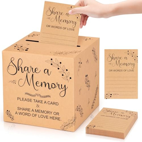 Hxezoc Share a Memory Cards for Collections, Kraft Memory Cards Box for Funeral, Graduation, Baby Showers, Anniversary, Birthday Party Supplies