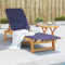LAPOOH Sonnenliege mit Tisch Dunkelblau Massivholz Akazie und Stoff, Gartenliege, Liegestuhl, Sonnenstuhl, Sonneninsel Outdoor, Liegen, Gartenmöbel, Bäderliege, Relaxliege - 3214215