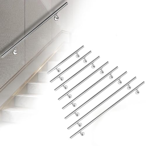 FIVMEN Edelstahl Handlauf Treppengeländer Geländer mit Wandhalterung und Endkappen Wandhandlauf Wand Treppe für Innen & Außen Treppe, 200cm