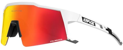 KAPVOE Polarisiert Fahrradbrille Uv400 Schutz TR90 Rahmen Sportsonnenbrille Sportbrille für Herren Damen Sport Radfahren Radbrille MTB Fahren Baseball Radsport Laufen 04