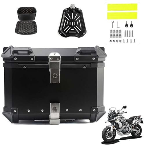 MYJDML Motorrad-Topcase für Kawasaki Versys650 Versys 650 Vulcan 650 S, Haltbar Motorcycle Suitcase Wasserdicht Motorrad Heckkasten Motorrad Tail Box Tragbares Motorrad Heckbox Koffer,55L-Black