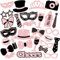 30 Stück Foto Requisiten, Fotobox Accessoires, Party Foto Booth Requisiten Dekoration für Hochzeit, Halloween, Weihnachten, Tischdeko Geburtstag, Karneval, Silvester Deko, Party Dekoration Zubehör