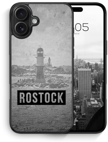 MUNIQASE SW Rostock - Silikon Hülle für iPhone 16 - Städte Deutsche Schutzhülle Handyhülle Case Cover